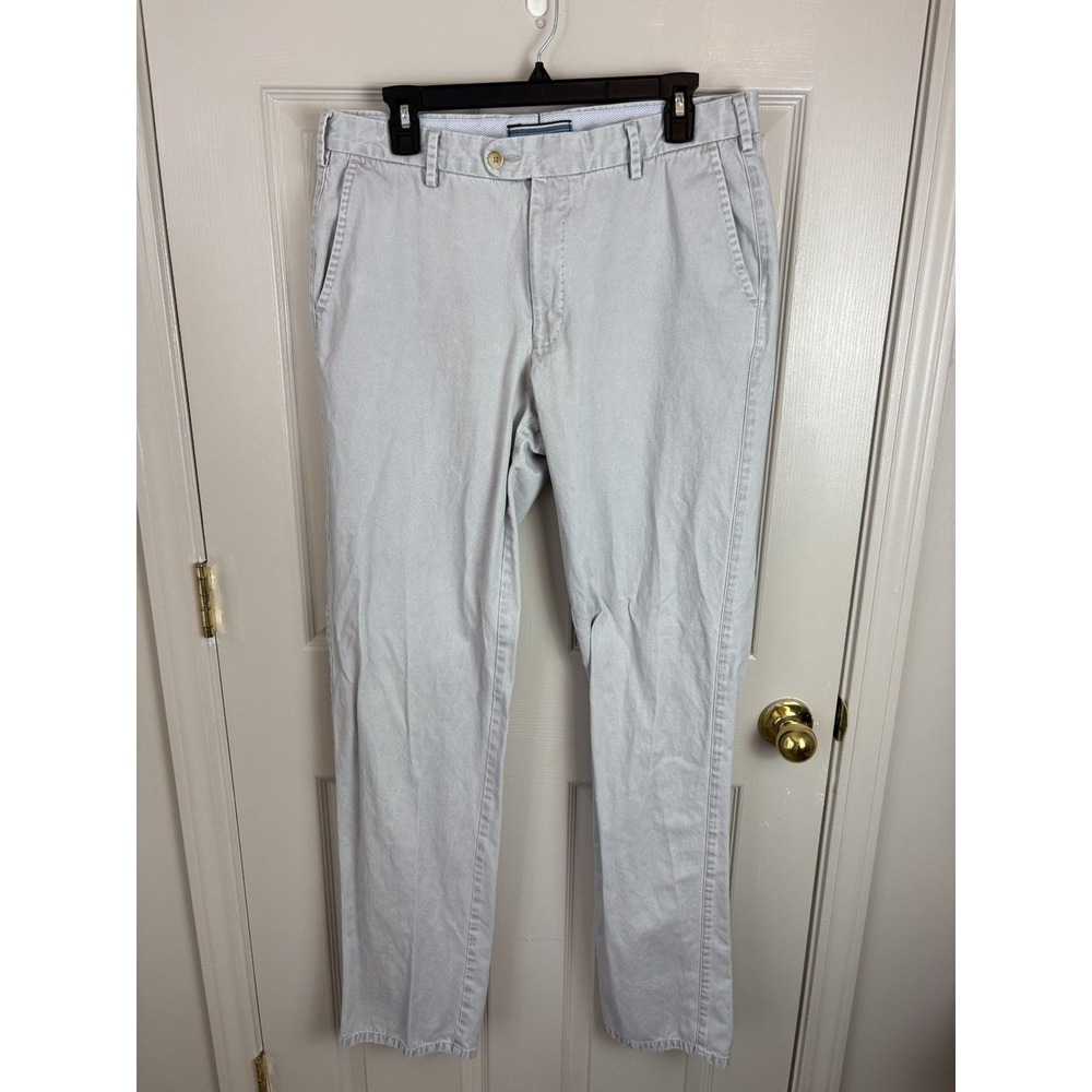 Peter Millar Chino Pants Mens 34 Light Grey Good Straight Leg Cotton Twill